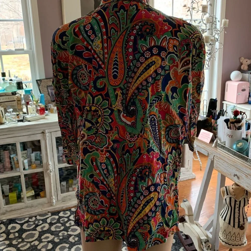 Vera Bradley Bright Paisley Pajama Top sz L EUC